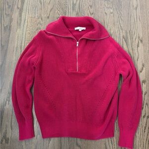 LOFT FUSCHIA PINK Quarter zip sweater